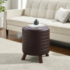 Rivard Round Stool - Linon Dark Gray -Ottomans Official Shop unnamed file 55