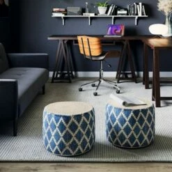 Nesbitt Round Pouf - WyndenHall Natural/gray