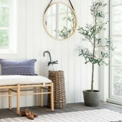 Threshold Designed W/Studio McGee Emery Wood and Upholstered Bench with Straps Natural - Threshold™ designed with Studio McGee -Ottomans Official Shop unnamed file 554