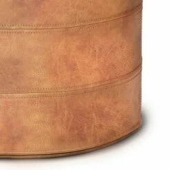 Darian Round Pouf Distressed Light Brown Leather - WyndenHall -Ottomans Official Shop unnamed file 5546