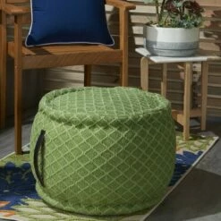 Mina Victory AS696 Indoor/outdoor Pouf - Green 20" x 20" x 12" -Ottomans Official Shop unnamed file 5561