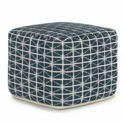 Tatum Square Pouf - WyndenHall Dark Blue/white -Ottomans Official Shop unnamed file 5587