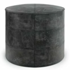 Darian Round Pouf - WyndenHall Distressed Brown -Ottomans Official Shop unnamed file 5600