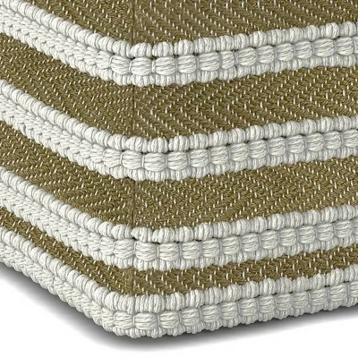 Jericho Square Woven PET Polyester Pouf Natural/White - WyndenHall 4 Jericho Square Woven PET Polyester Pouf Natural/White - WyndenHall - Image 2