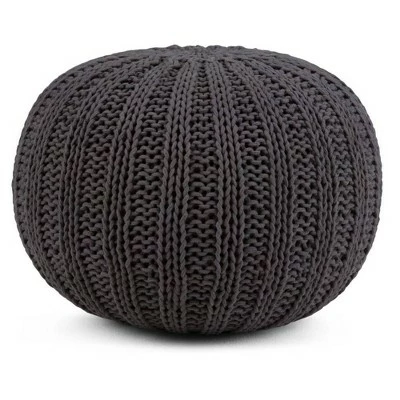 Grandville Hand Knit Round Pouf - WyndenHall Teal 10 Grandville Hand Knit Round Pouf - WyndenHall Teal - Image 8