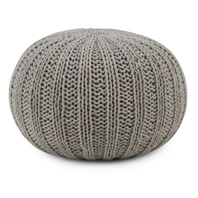Grandville Hand Knit Round Pouf - WyndenHall Teal 11 Grandville Hand Knit Round Pouf - WyndenHall Teal - Image 9