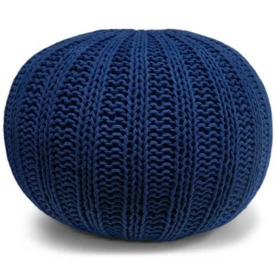 Grandville Hand Knit Round Pouf - WyndenHall Teal 15 Grandville Hand Knit Round Pouf - WyndenHall Teal - Image 13