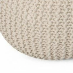 Abena Modern Knitted Cotton Round Pouf - Christopher Knight Home Beige -Ottomans Official Shop unnamed file 5731