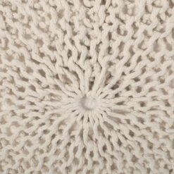 Abena Modern Knitted Cotton Round Pouf - Christopher Knight Home Beige -Ottomans Official Shop unnamed file 5732