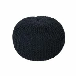 Abena Modern Knitted Cotton Round Pouf - Christopher Knight Home Beige -Ottomans Official Shop unnamed file 5734