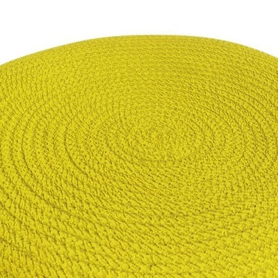 Elza Round Woven PET Polyester Pouf Gray/Yellow - WyndenHall 5 Elza Round Woven PET Polyester Pouf Gray/Yellow - WyndenHall - Image 3