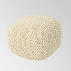 Elowski Knitted Pouf - Christopher Knight Home Beige -Ottomans Official Shop unnamed file 5752