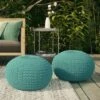 Holloway Round Knitted PET Polyester Pouf Aqua - WyndenHall -Ottomans Official Shop unnamed file 5755