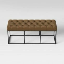 Trubeck Tufted Metal Base Bench Faux Leather Brown - Project 62™ -Ottomans Official Shop unnamed file 577