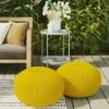 Holloway Round Knitted PET Polyester Pouf Yellow - WyndenHall 1 Holloway Round Knitted PET Polyester Pouf Yellow - WyndenHall -Ottomans Official Shop unnamed file 5773