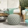 Cora Round Knitted PET Polyester Pouf Light Gray - WyndenHall -Ottomans Official Shop unnamed file 5789