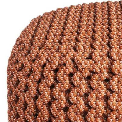 Allish Round Knitted PET Polyester Pouf Orange - WyndenHall 4 Allish Round Knitted PET Polyester Pouf Orange - WyndenHall - Image 2