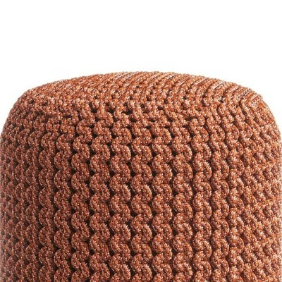Allish Round Knitted PET Polyester Pouf Orange - WyndenHall 6 Allish Round Knitted PET Polyester Pouf Orange - WyndenHall - Image 4