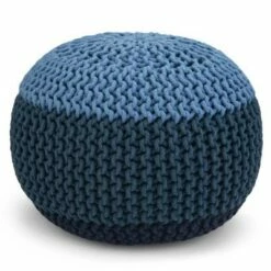 Rigby Hand Knit Round Pouf - Wyndenhall Navy Blue -Ottomans Official Shop unnamed file 5830