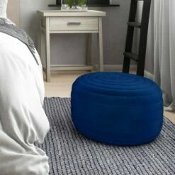 Anna Round Pouf - WyndenHall Turquoise
