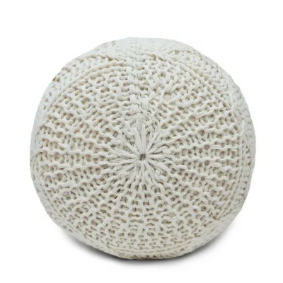 Morven Handmade Boho Fabric Pouf Cream - Christopher Knight Home 5 Morven Handmade Boho Fabric Pouf Cream - Christopher Knight Home - Image 3
