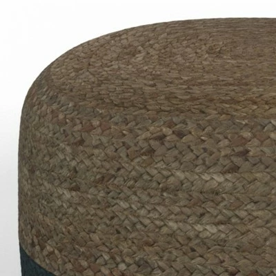 Maron Round Pouf Teal/ Natural - WyndenHall 4 Maron Round Pouf Teal/ Natural - WyndenHall - Image 2