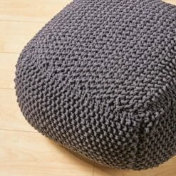 Hollis Knitted Cotton Square Pouf - Christopher Knight Home Orange -Ottomans Official Shop unnamed file 5888