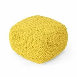 Hollis Knitted Cotton Square Pouf - Christopher Knight Home Orange -Ottomans Official Shop unnamed file 5891
