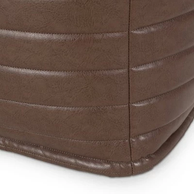 Baddow Contemporary Faux Leather Channel Stitch Cube Pouf - Christopher Knight Home Gray 8 Baddow Contemporary Faux Leather Channel Stitch Cube Pouf - Christopher Knight Home Gray - Image 6