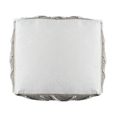 Brinket Large Contemporary Handcrafted Faux Yarn Square Pouf Ivory/Taupe - Christopher Knight Home 4 Brinket Large Contemporary Handcrafted Faux Yarn Square Pouf Ivory/Taupe - Christopher Knight Home - Image 2