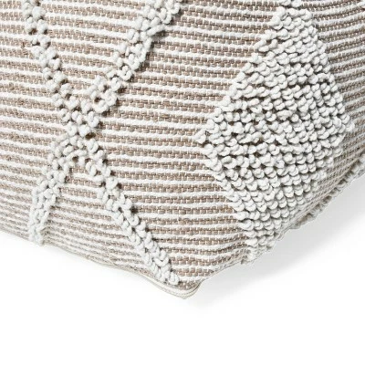 Brinket Large Contemporary Handcrafted Faux Yarn Square Pouf Ivory/Taupe - Christopher Knight Home 7 Brinket Large Contemporary Handcrafted Faux Yarn Square Pouf Ivory/Taupe - Christopher Knight Home - Image 5
