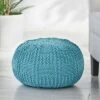 Hortense Modern Knitted Cotton Round Pouf - Christopher Knight Home Blue 2 Hortense Modern Knitted Cotton Round Pouf - Christopher Knight Home Blue -Ottomans Official Shop unnamed file 5942
