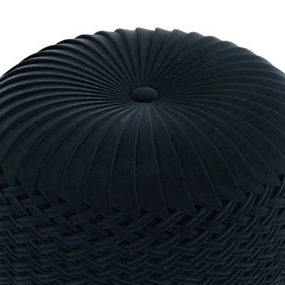 Faye Velvet Round Pouf - WyndenHall Gray 4 Faye Velvet Round Pouf - WyndenHall Gray - Image 2