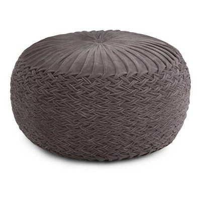Faye Velvet Round Pouf - WyndenHall Gray 7 Faye Velvet Round Pouf - WyndenHall Gray - Image 5