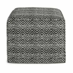 Flora Square Woven PET Polyester Pouf Gray/Black - WyndenHall -Ottomans Official Shop unnamed file 5966