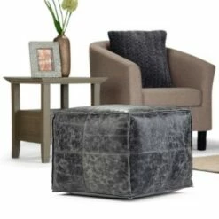 Templeton Square Pouf Black - WyndenHall