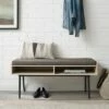 Mid-Century Modern 44" Open Storage Entry Bench - Saracina Home Dark Walnut/oatmeal -Ottomans Official Shop unnamed file 598