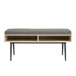 Mid-Century Modern 44" Open Storage Entry Bench - Saracina Home Dark Walnut/oatmeal -Ottomans Official Shop unnamed file 600