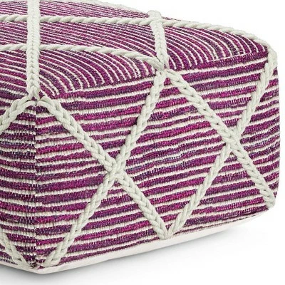 Woodley Square Pouf Magenta/Natural - WyndenHall 8 Woodley Square Pouf Magenta/Natural - WyndenHall - Image 6