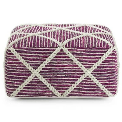 Woodley Square Pouf Magenta/Natural - WyndenHall 10 Woodley Square Pouf Magenta/Natural - WyndenHall - Image 8
