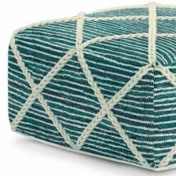 Woodley Square Pouf Teal/ Natural - WyndenHall -Ottomans Official Shop unnamed file 6053