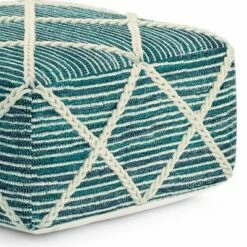 Woodley Square Pouf Teal/ Natural - WyndenHall -Ottomans Official Shop unnamed file 6055