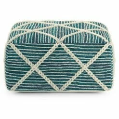 Woodley Square Pouf Teal/ Natural - WyndenHall -Ottomans Official Shop unnamed file 6056