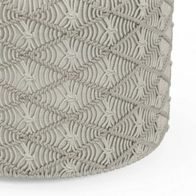 Emile Round Macrame Pouf Cloud Gray - WyndenHall 5 Emile Round Macrame Pouf Cloud Gray - WyndenHall - Image 3