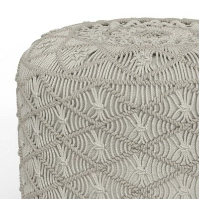 Emile Round Macrame Pouf Cloud Gray - WyndenHall 7 Emile Round Macrame Pouf Cloud Gray - WyndenHall - Image 5