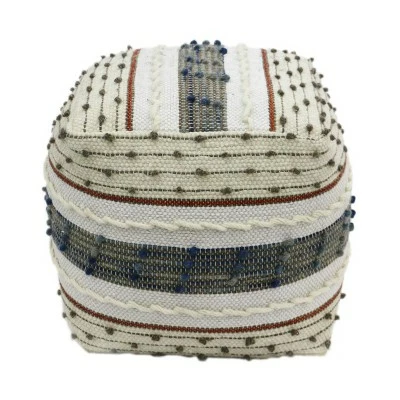 Helton Handcrafted Boho Fabric Pouf Blue/White/Red - Christopher Knight Home 3 Helton Handcrafted Boho Fabric Pouf Blue/White/Red - Christopher Knight Home