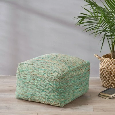 Large Abella Boho Rectangular Pouf - Christopher Knight Home Aqua 3 Large Abella Boho Rectangular Pouf - Christopher Knight Home Aqua