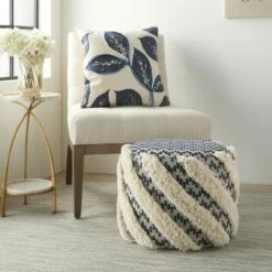 Mina Victory Life Styles Trendy Woven Indoor Pouf