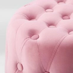 Lynwood Velvet Round Tufted Pouf Pink - CorLiving -Ottomans Official Shop unnamed file 6175