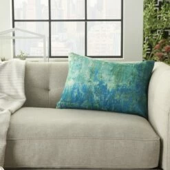 Mina Victory Outdoor Pillows AS130 Blue/Green 8 Mina Victory Outdoor Pillows AS130 Blue/Green -Ottomans Official Shop unnamed file 6184